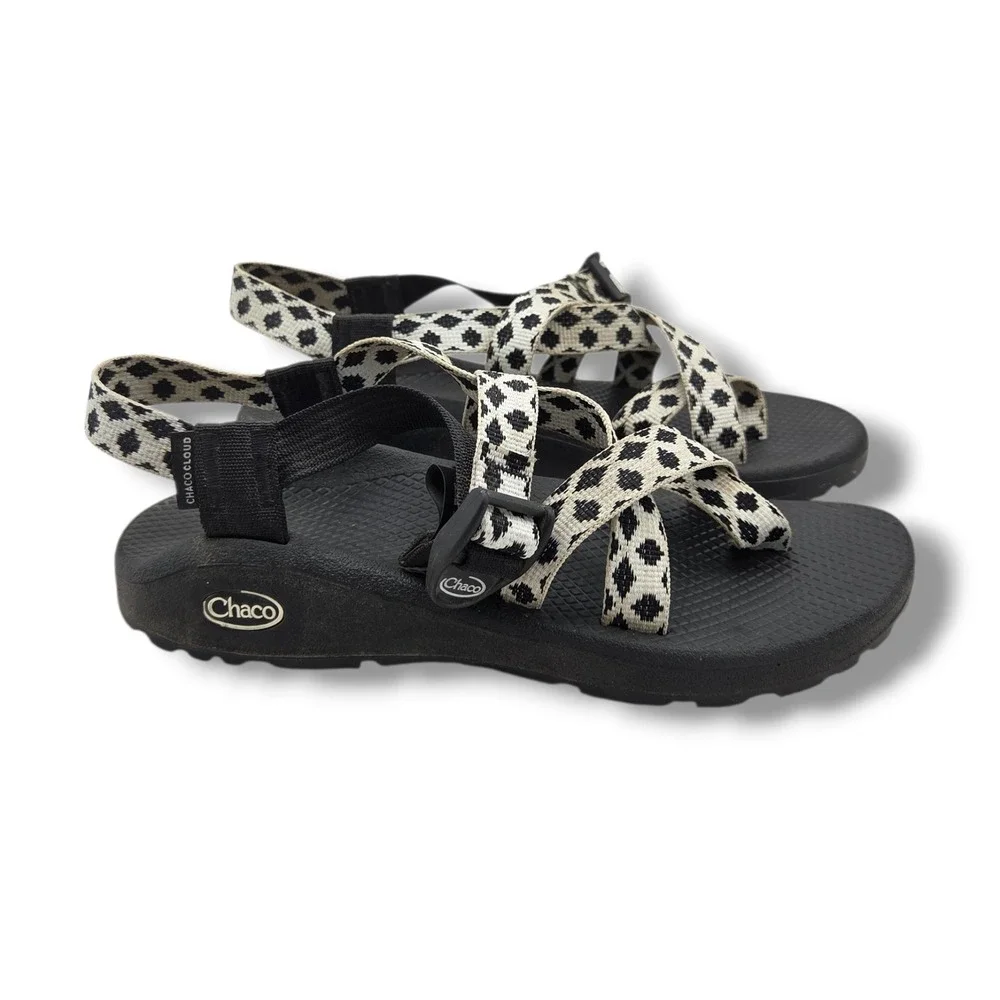 Chaco‎ Z/Cloud 2 Sandals Womens 8 Quilt Black White Hiking Outdoor